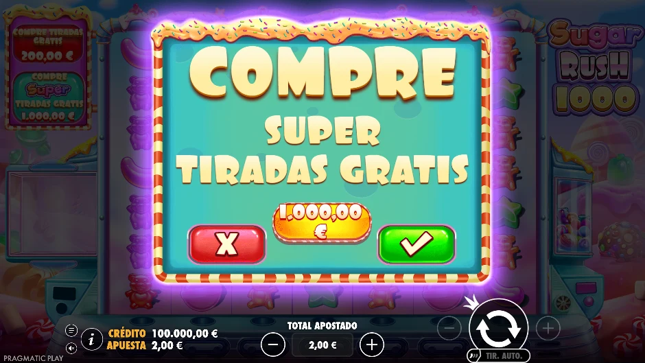 Sugar Rush 1000 — pantalla de reglas