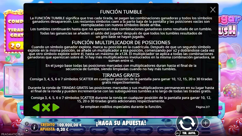 Sugar Rush — función tumble